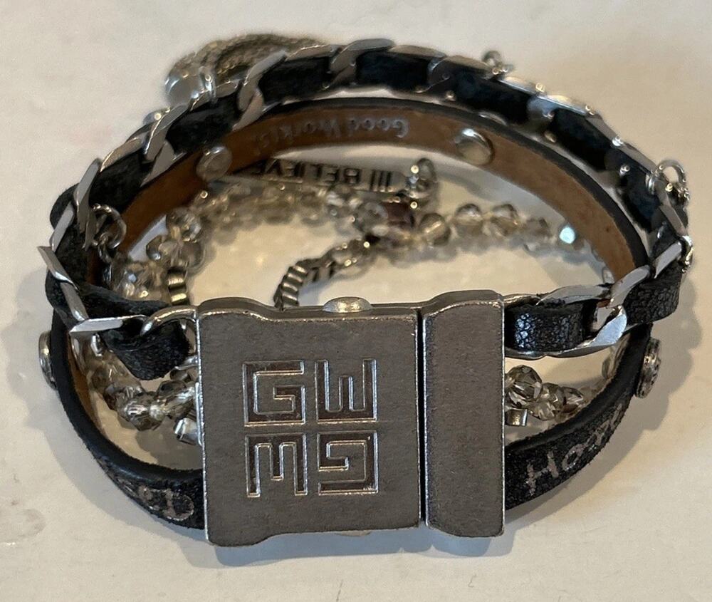 Good Works Inspirational Multi-Strand Leather Bracelet - Faith Strength Hope